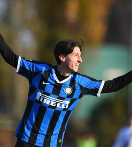 Samuele festeggia il gol in Inter-Bologna Primavera 1