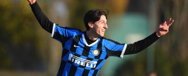 Samuele festeggia il gol in Inter-Bologna Primavera 1
