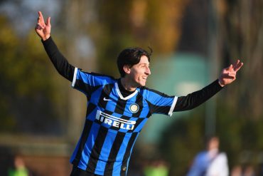 Samuele festeggia il gol in Inter-Bologna Primavera 1